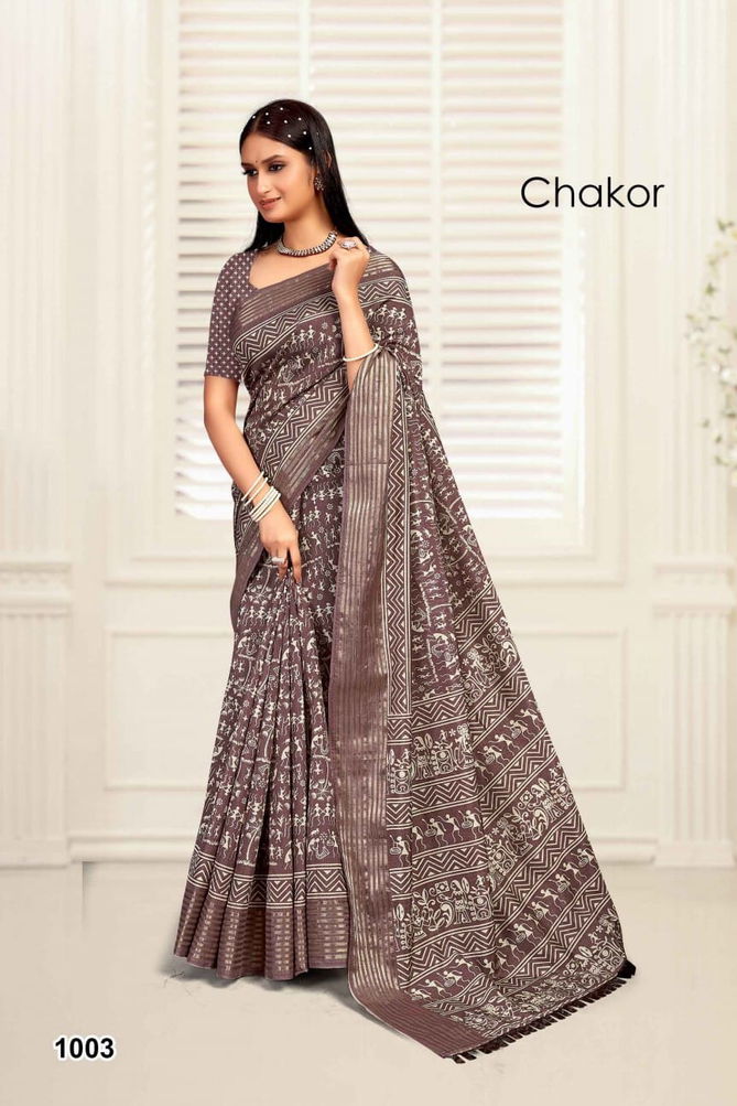 Chakor By Mahamani Creation Dolla Silk Satin Printed Sarees Suppliers In India